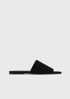 Velour-leather bandeau slides black