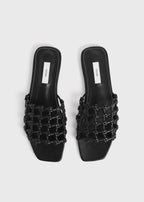 Braided-leather bandeau slides black