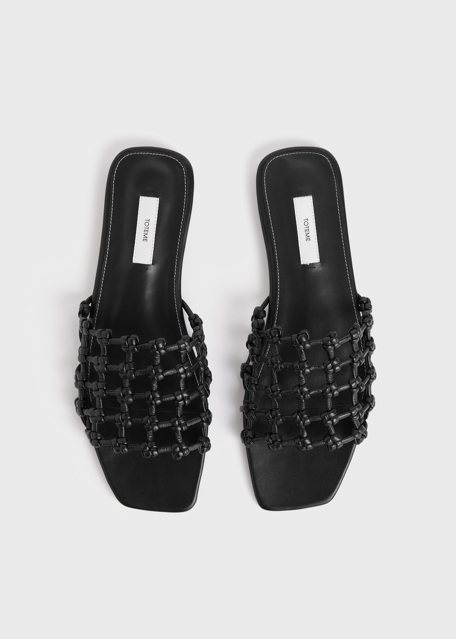 Braided-leather bandeau slides black