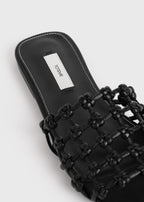 Braided-leather bandeau slides black