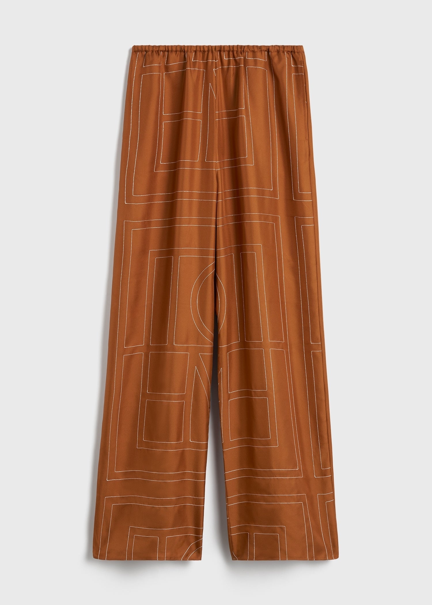 Monogram silk pj bottoms terracotta