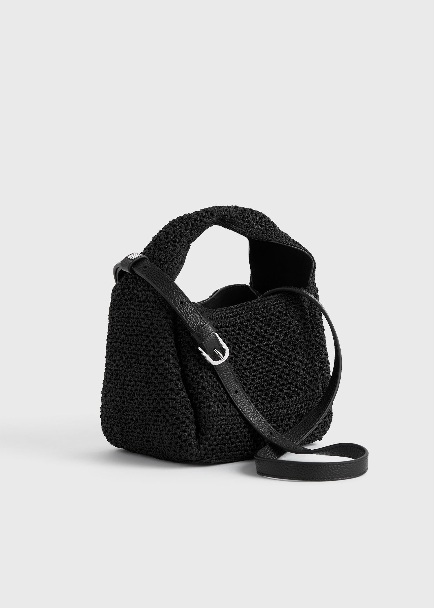 Petite crochet bucket bag black