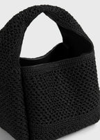 Petite crochet bucket bag black
