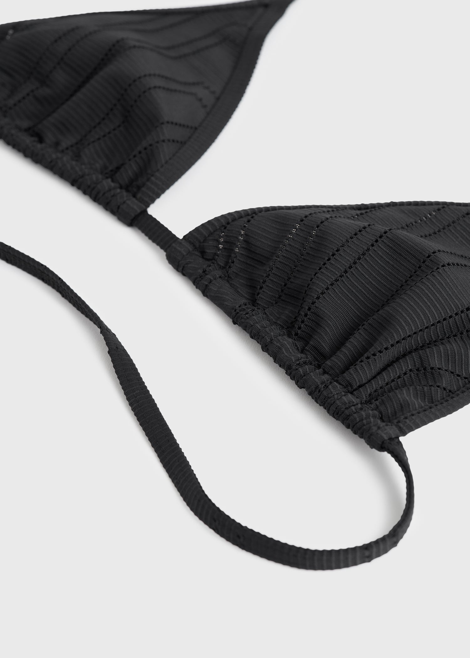 Monogram pointelle bikini top black