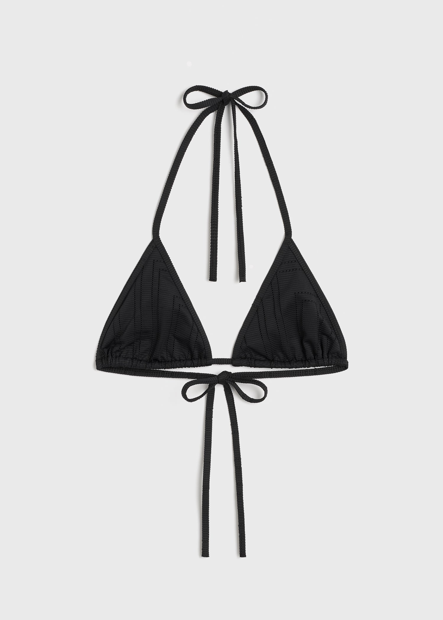 Monogram pointelle bikini top black