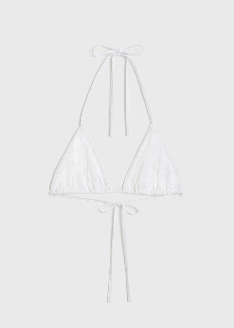 Monogram pointelle bikini top white