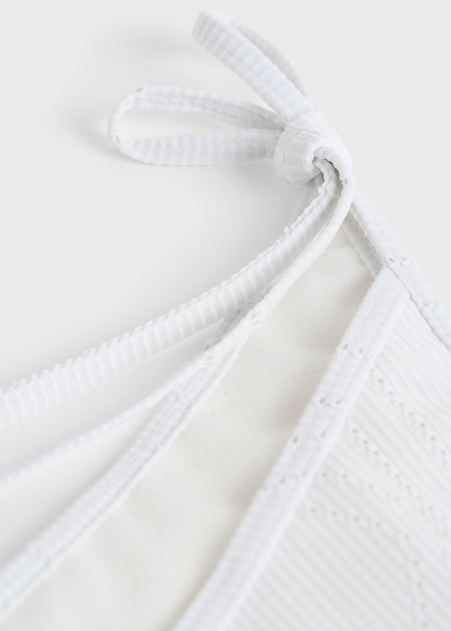 Monogram pointelle bikini bottoms white