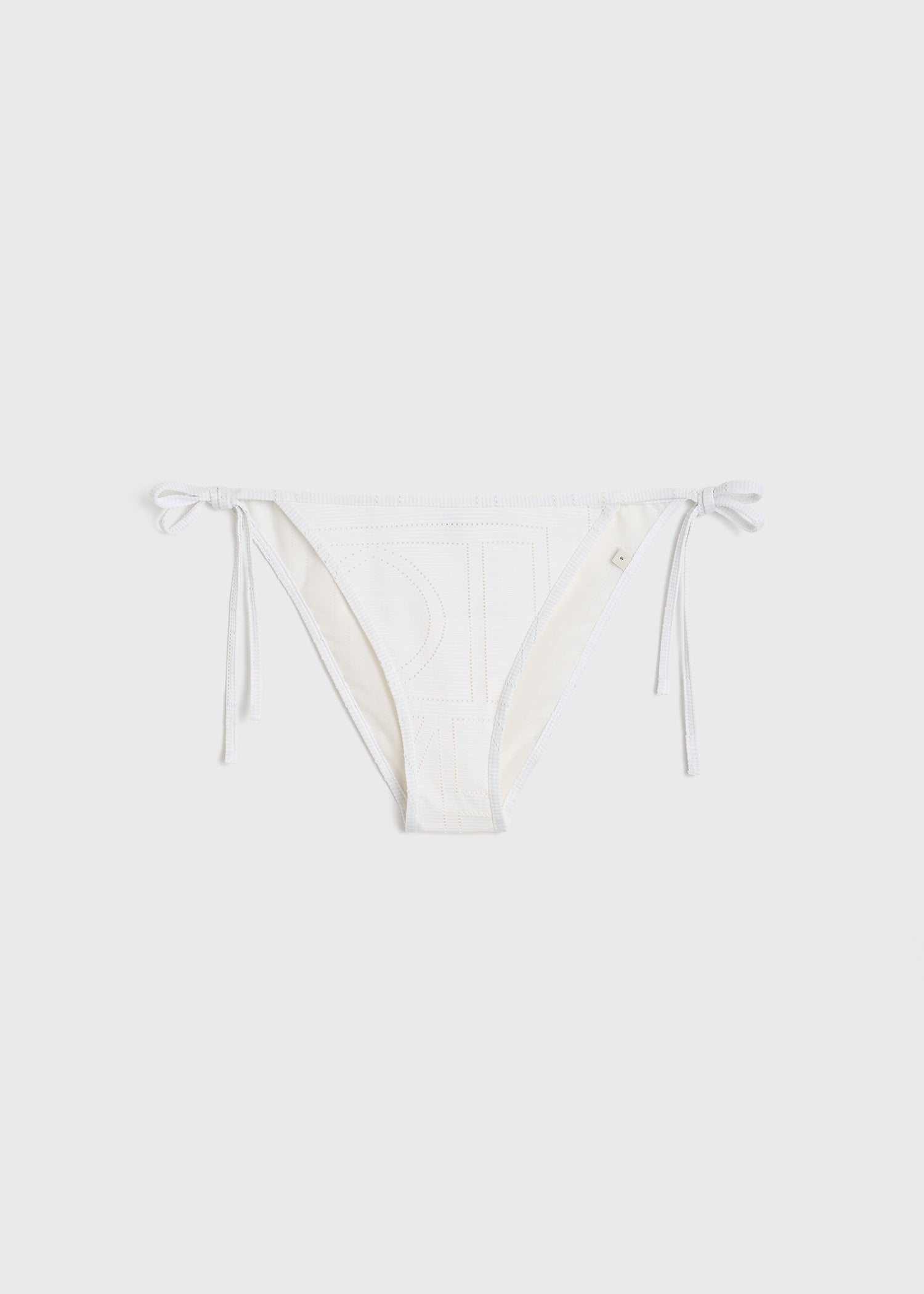 Monogram pointelle bikini bottoms white