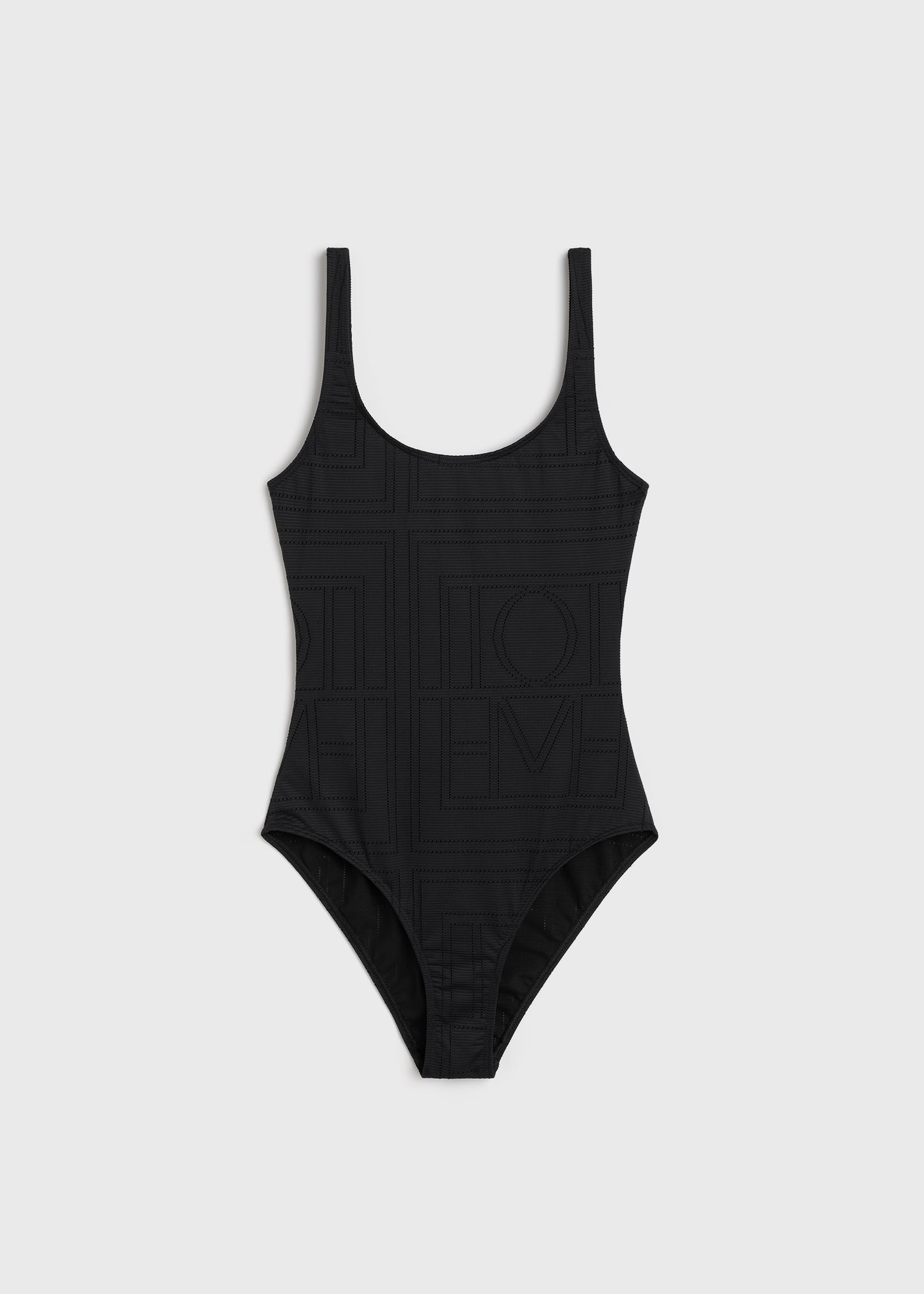 Monogram pointelle swimsuit black