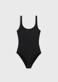 Monogram pointelle swimsuit black