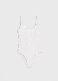 Monogram pointelle swimsuit white
