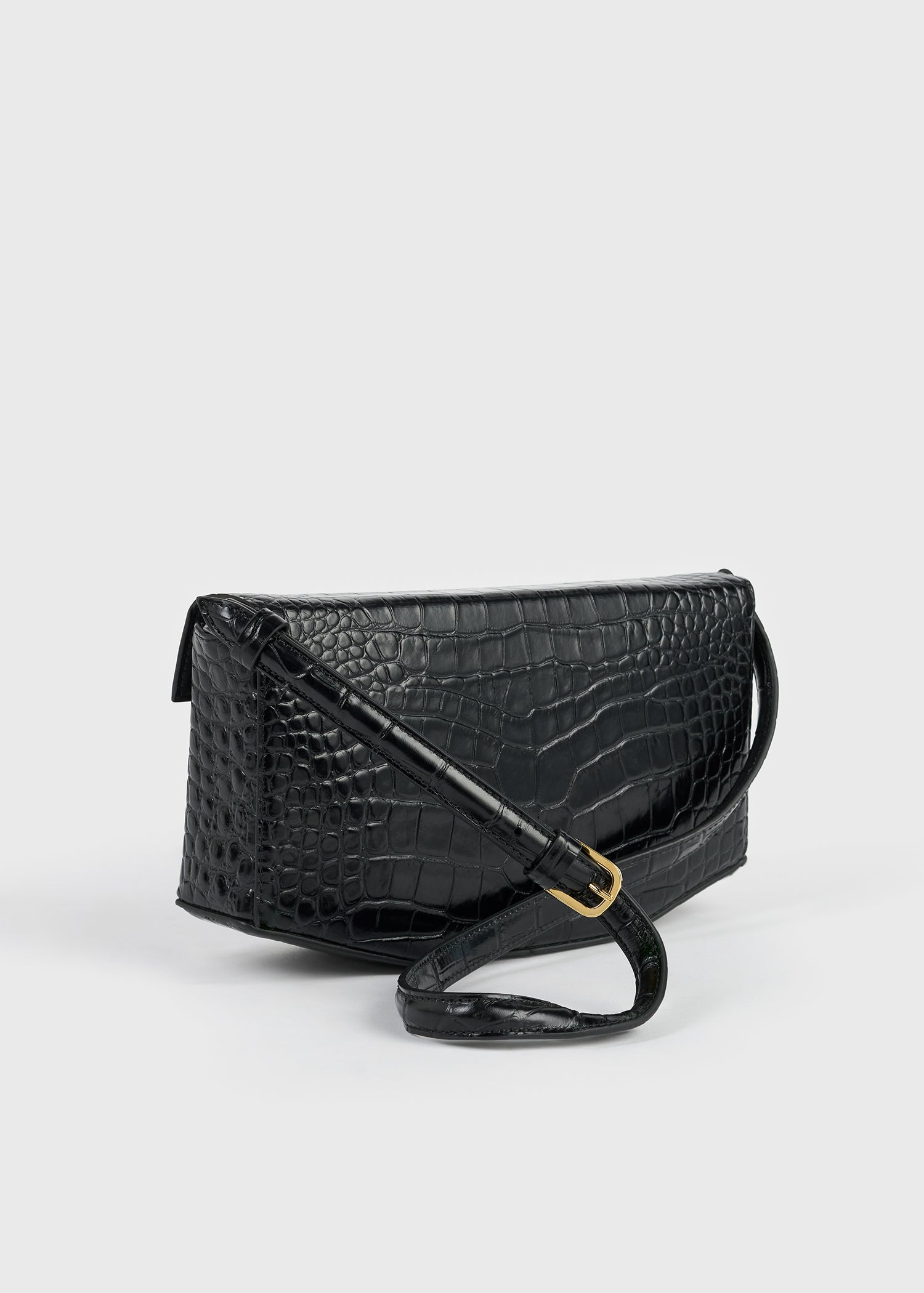 Clip croco-embossed clutch black
