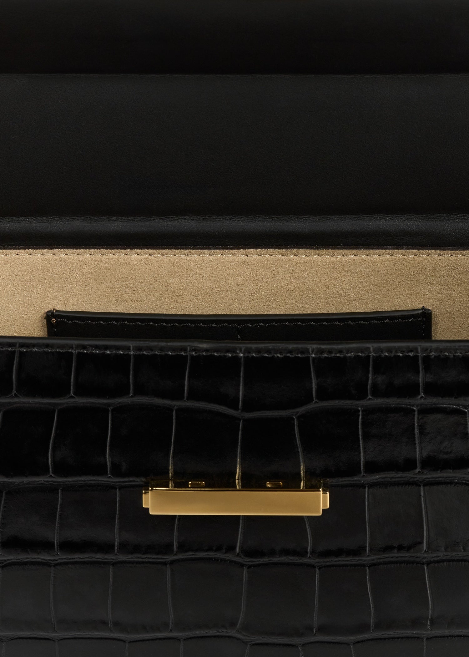 Clip croco-embossed clutch black