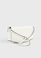Clip croco-embossed clutch off-white