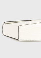 Clip croco-embossed clutch off-white