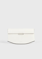 Clip croco-embossed clutch off-white