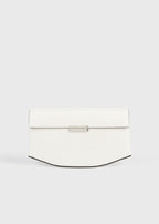 Clip croco-embossed clutch off-white