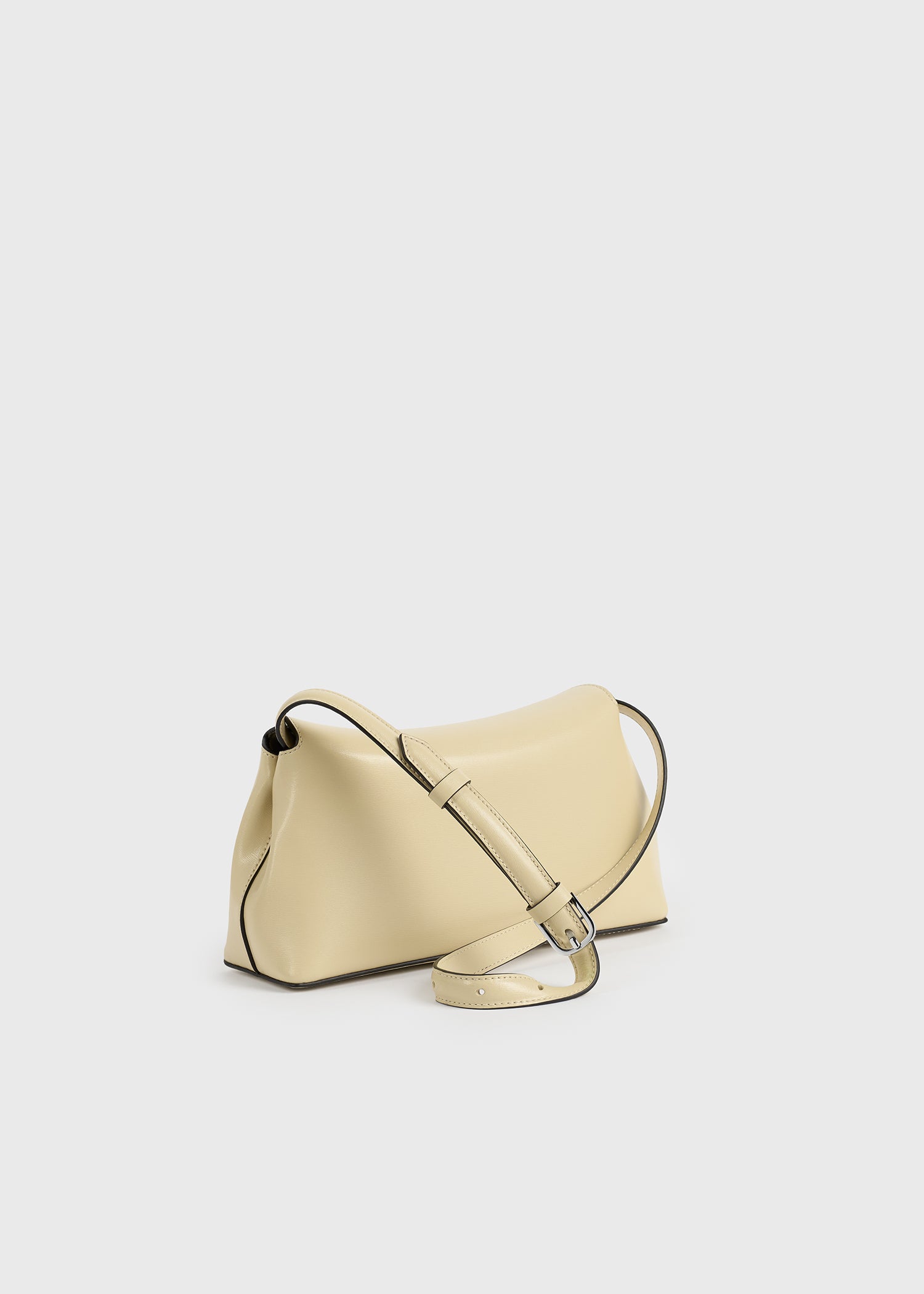 T-lock leather clutch champagne