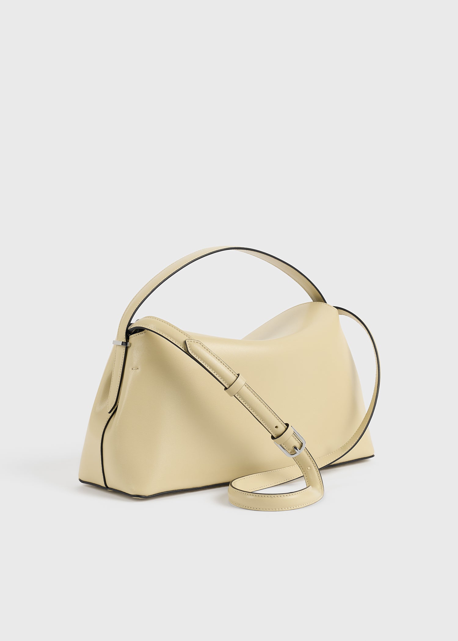 T-lock leather top handle champagne