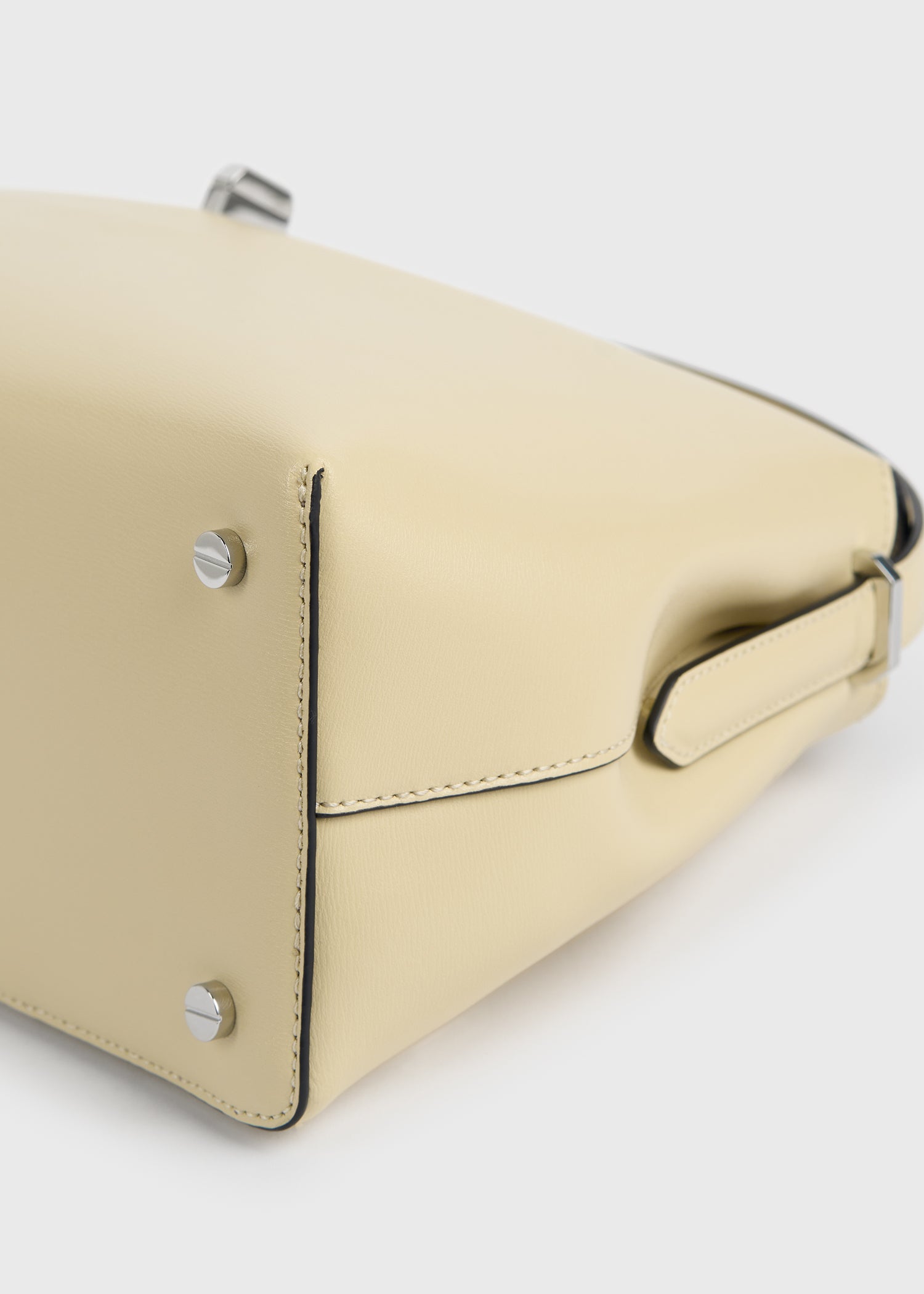 T-lock leather top handle champagne