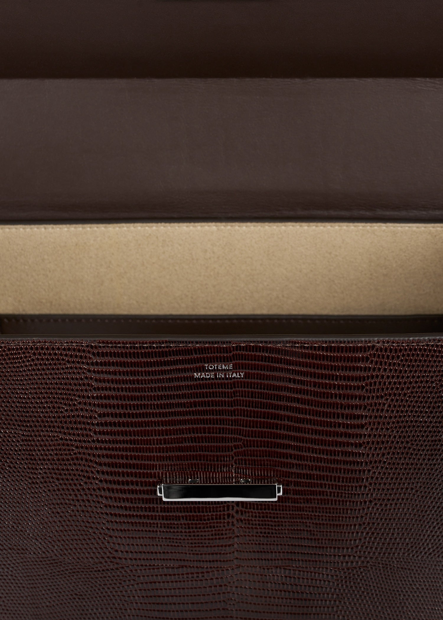 Clip lizard-embossed top handle brown