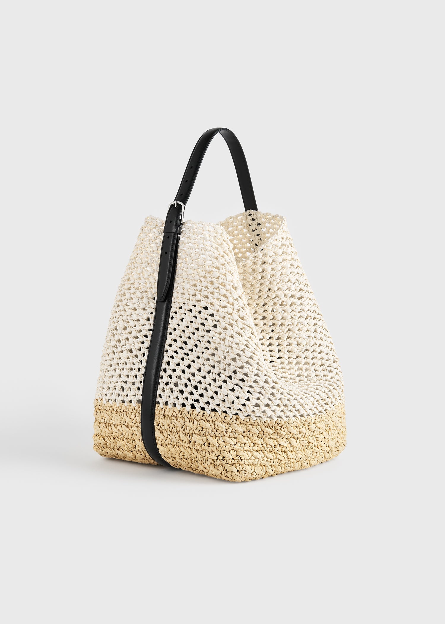 Belted paper raffia tote ecru/vanilla