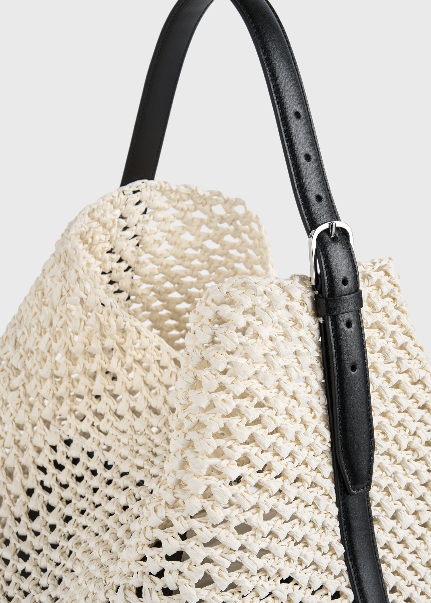 Belted paper raffia tote ecru/vanilla