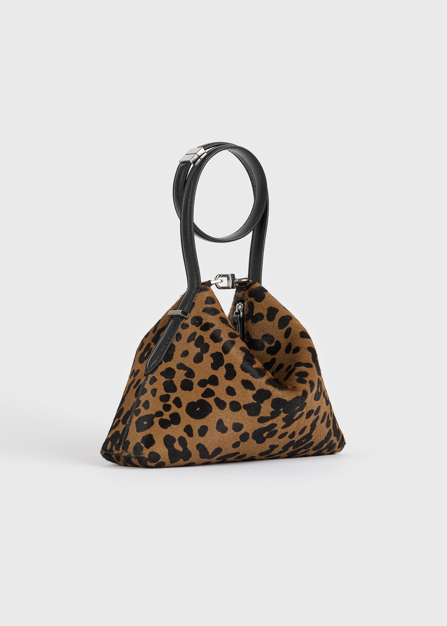 Bevel pony hair wristlet leopard