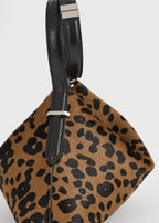 Bevel pony hair wristlet leopard