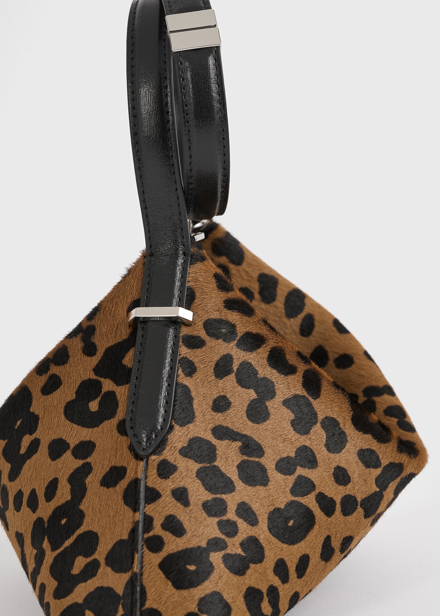 Bevel pony hair wristlet leopard