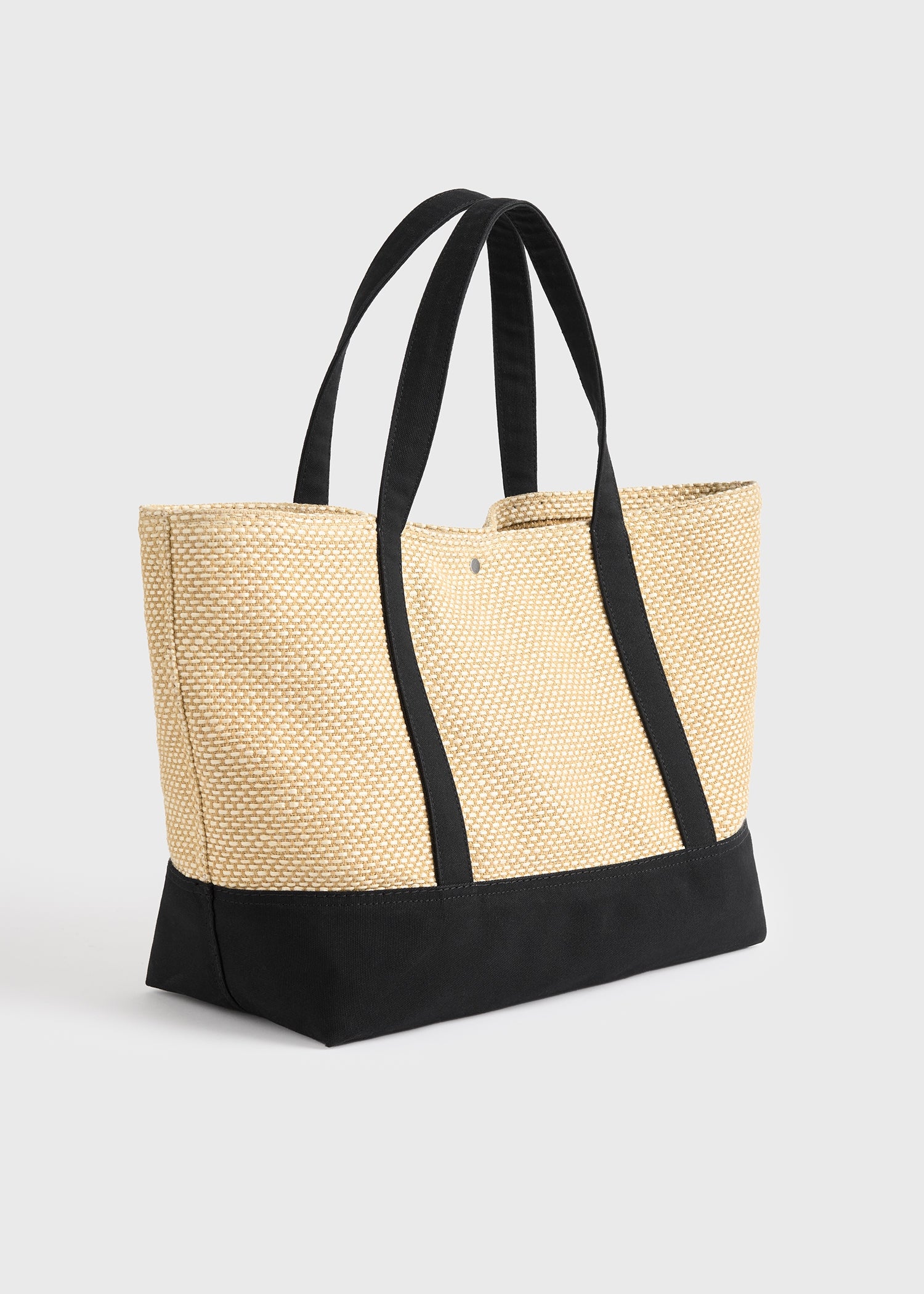 Woven beach tote black/ecru