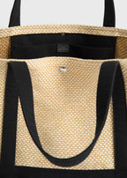 Woven beach tote black/ecru