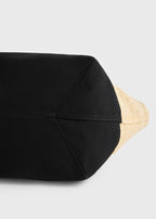 Woven beach tote black/ecru