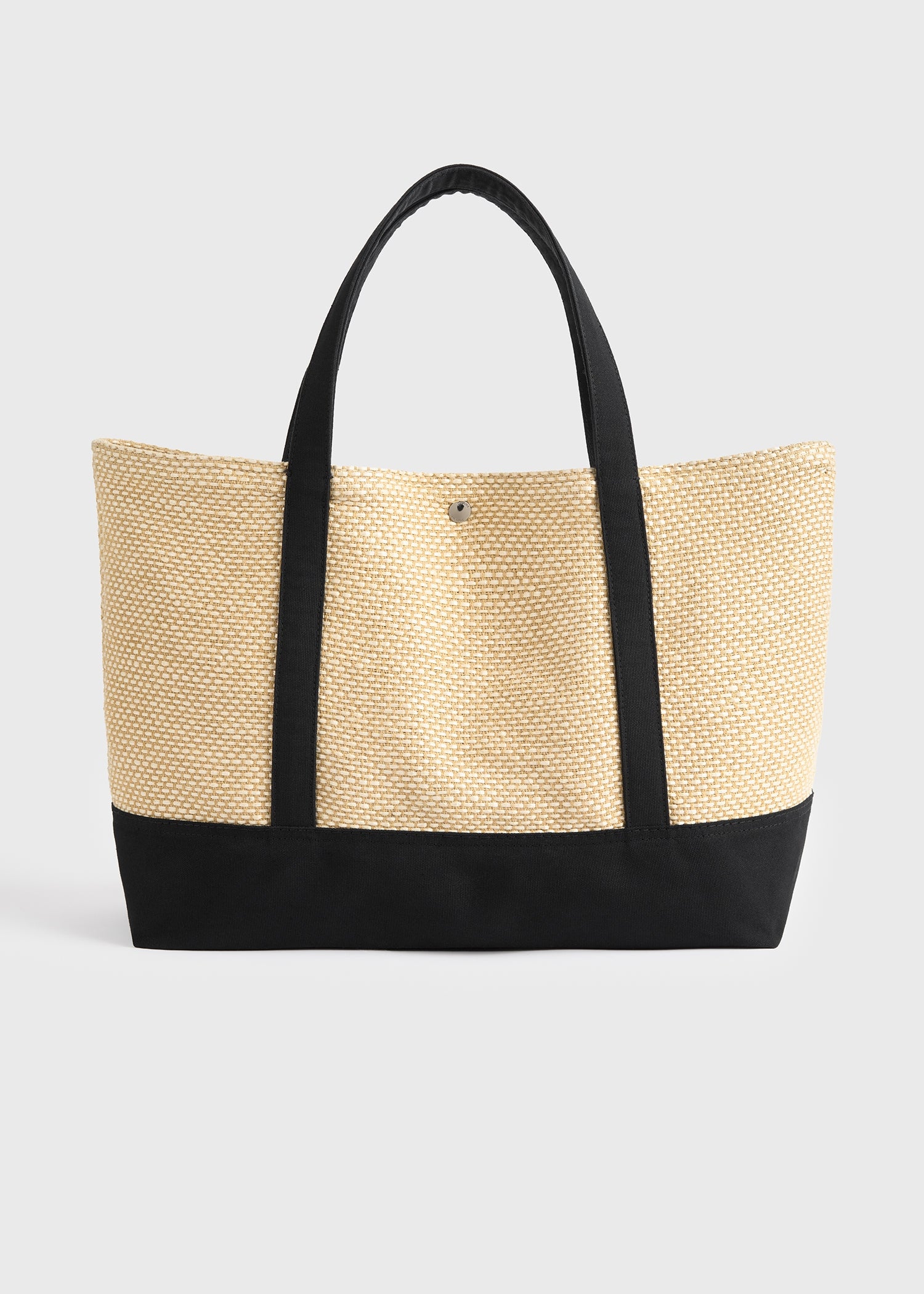 Woven beach tote black/ecru
