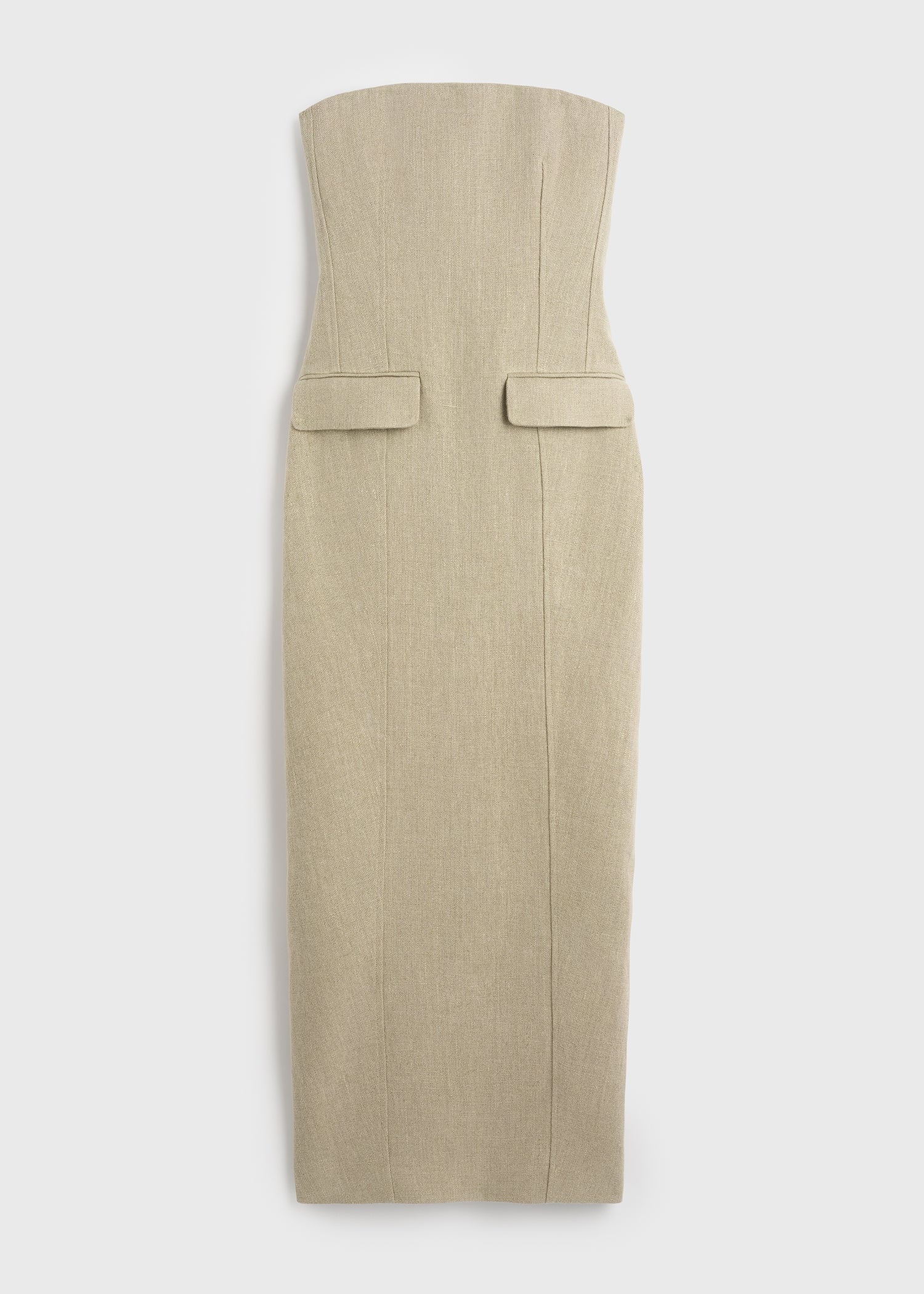 Strapless pocket dress beige