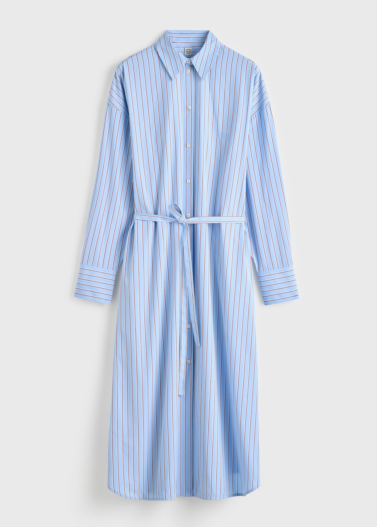 Striped shirtdress pale blue/red petite