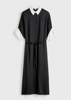 Satin shirtdress black