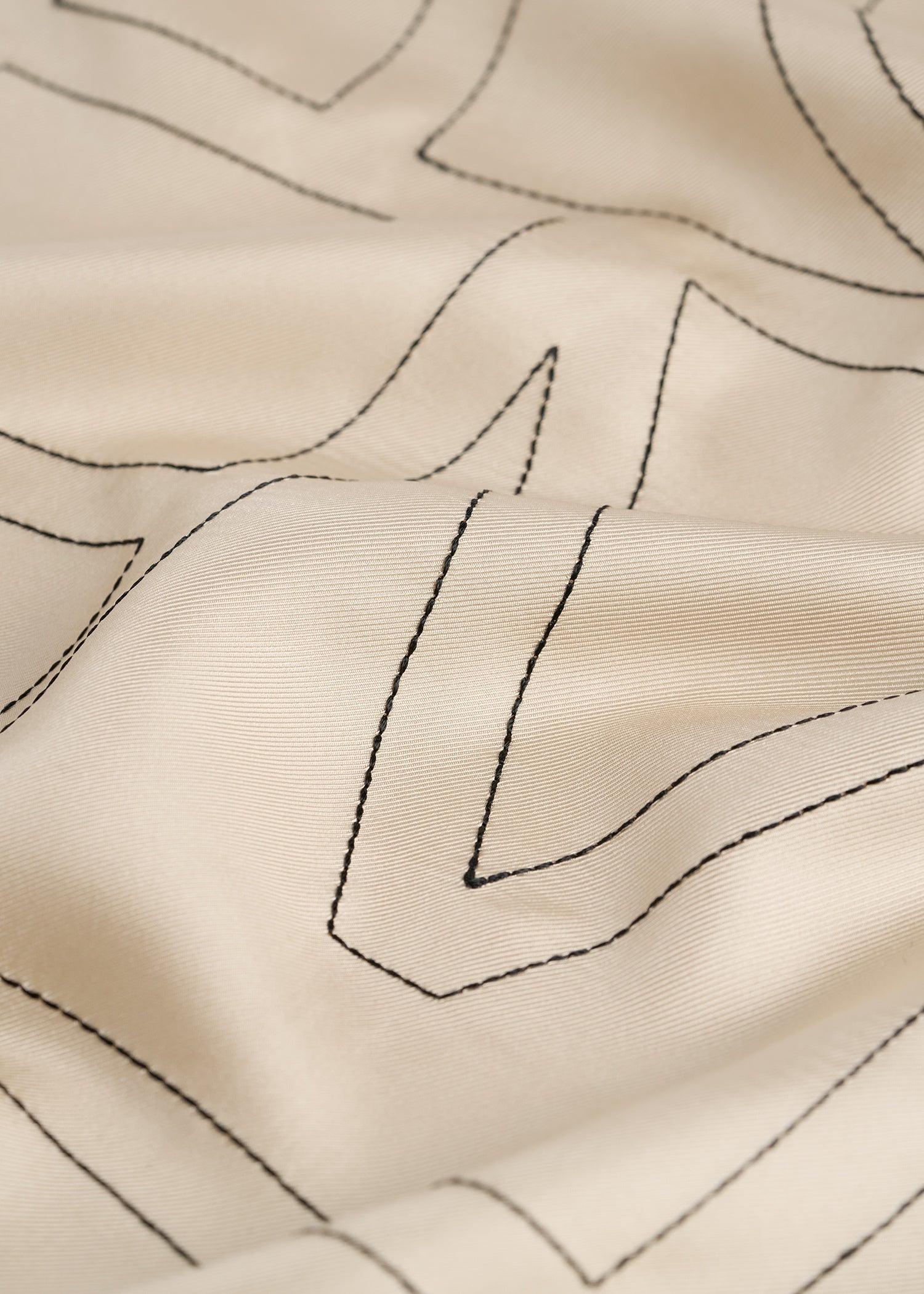 Embroidered monogram silk scarf ivory