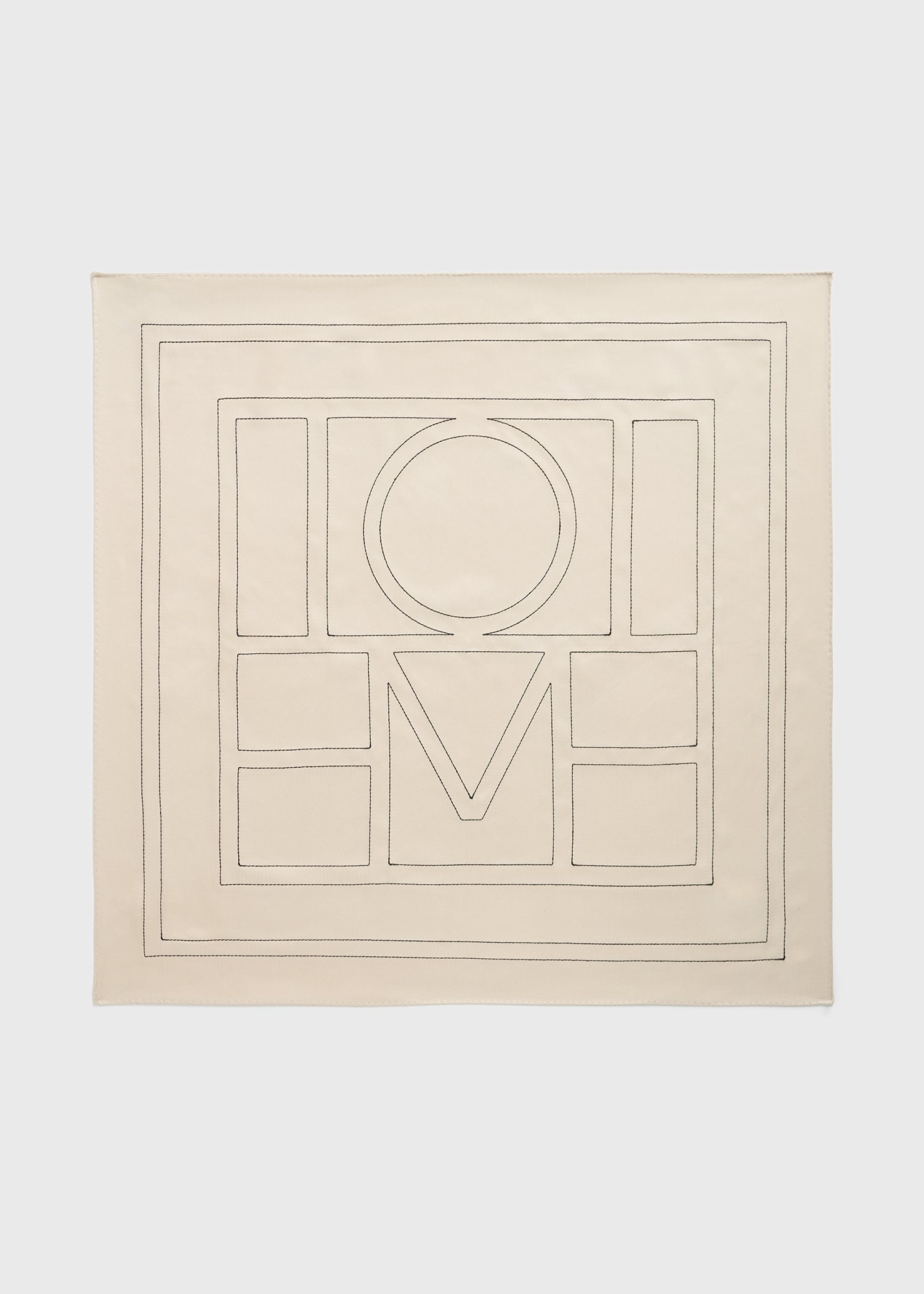 Embroidered monogram silk scarf ivory