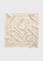 Embroidered monogram silk scarf ivory