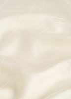 Embroidered monogram silk scarf cream