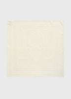 Embroidered monogram silk scarf cream