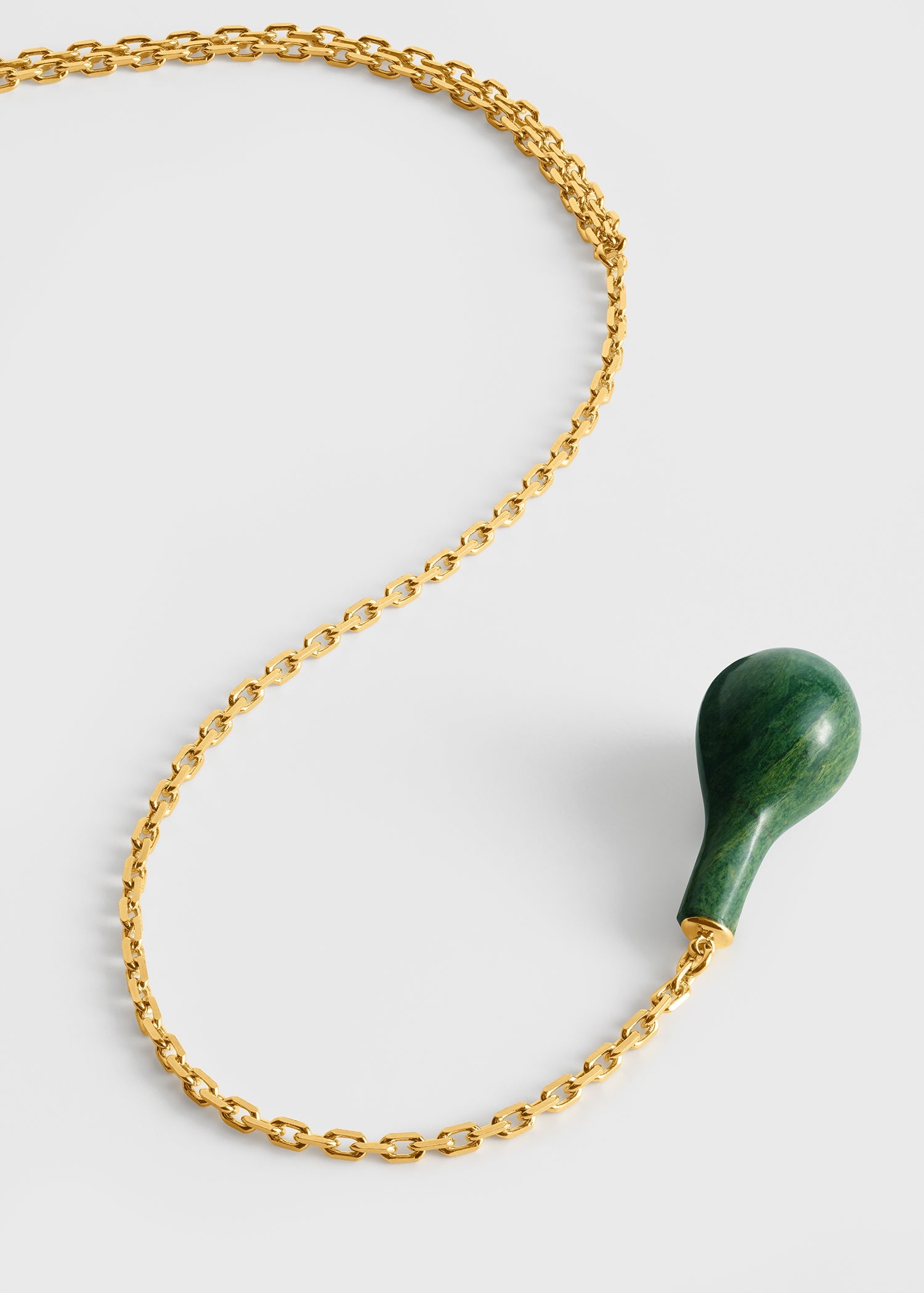 Jade drop necklace dark green/gold