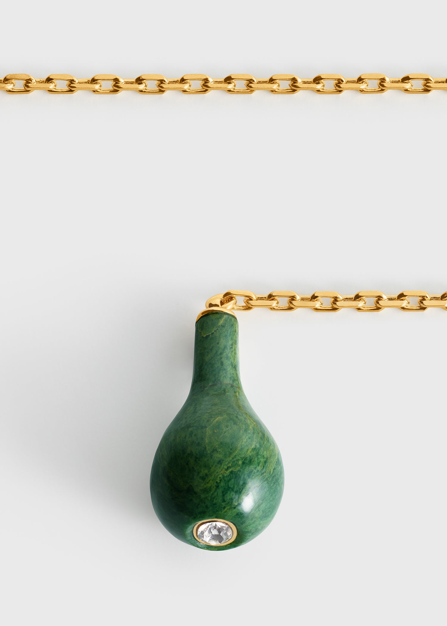 Jade drop necklace dark green/gold
