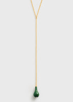 Jade drop necklace dark green/gold