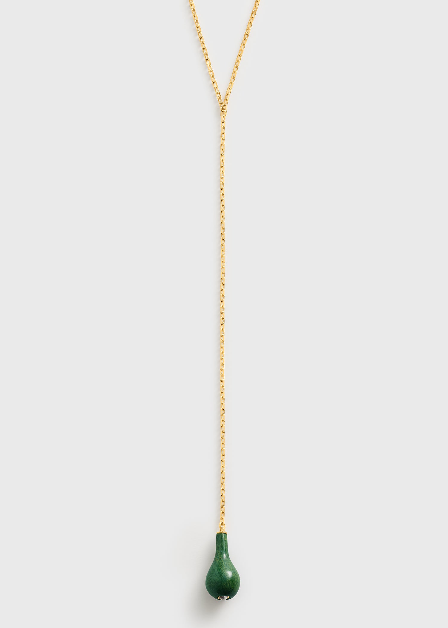 Jade drop necklace dark green/gold