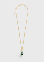 Medium jade drop necklace dark green/gold