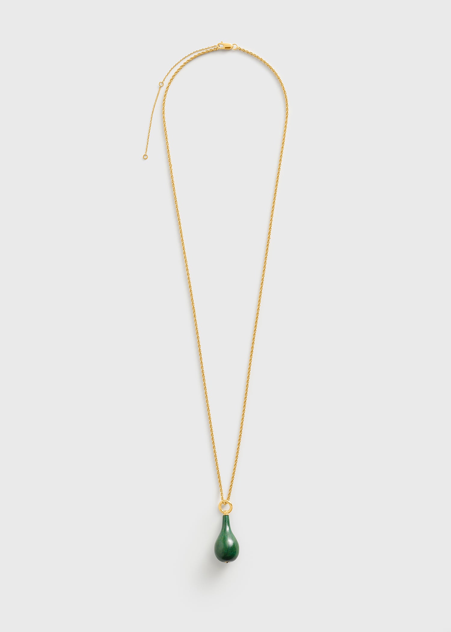 Medium jade drop necklace dark green/gold