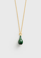 Medium jade drop necklace dark green/gold