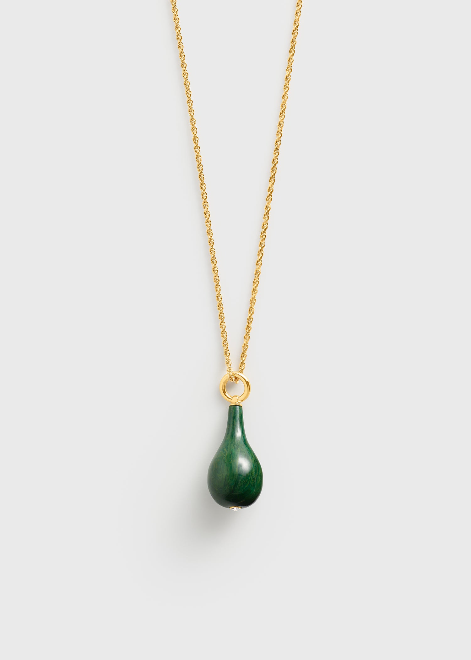 Medium jade drop necklace dark green/gold
